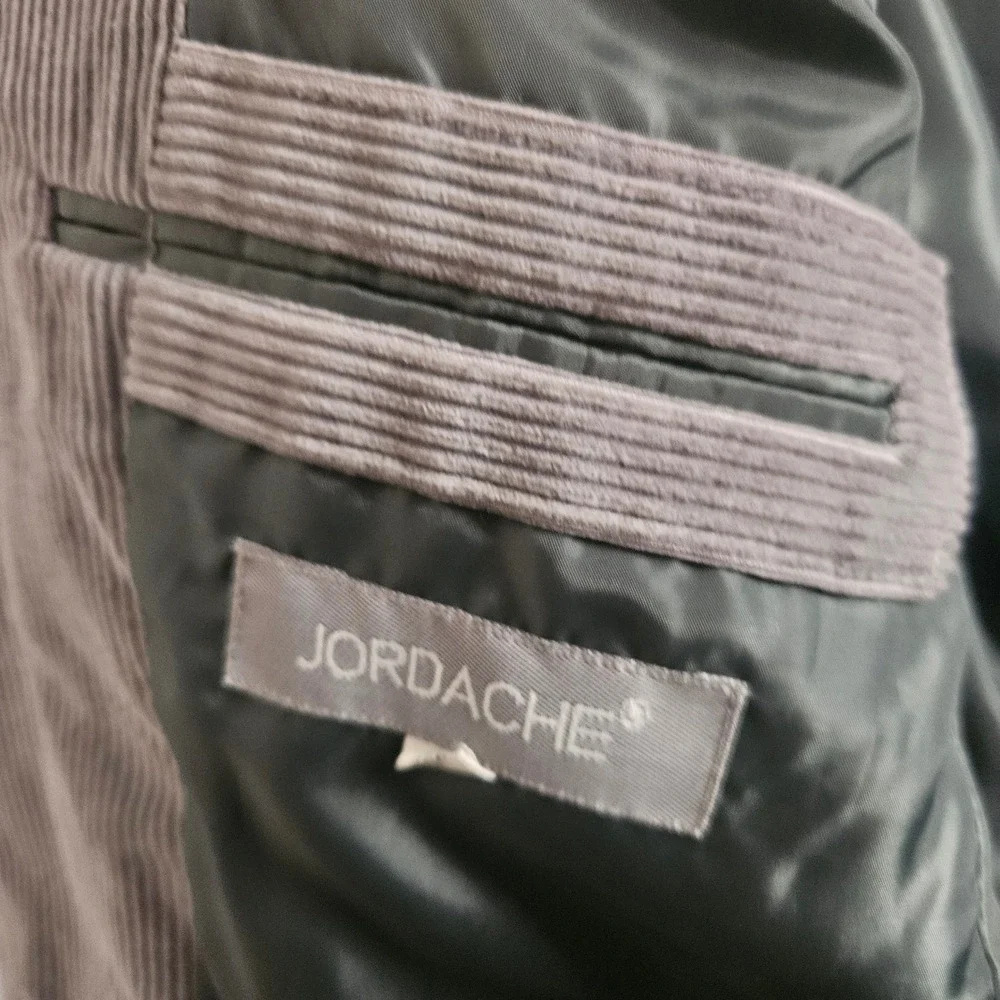 Jordache Mens Gray Corduroy Blazer Vintage 2 Button Sport Coat 42L Cotton